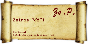 Zsiros Pál névjegykártya
